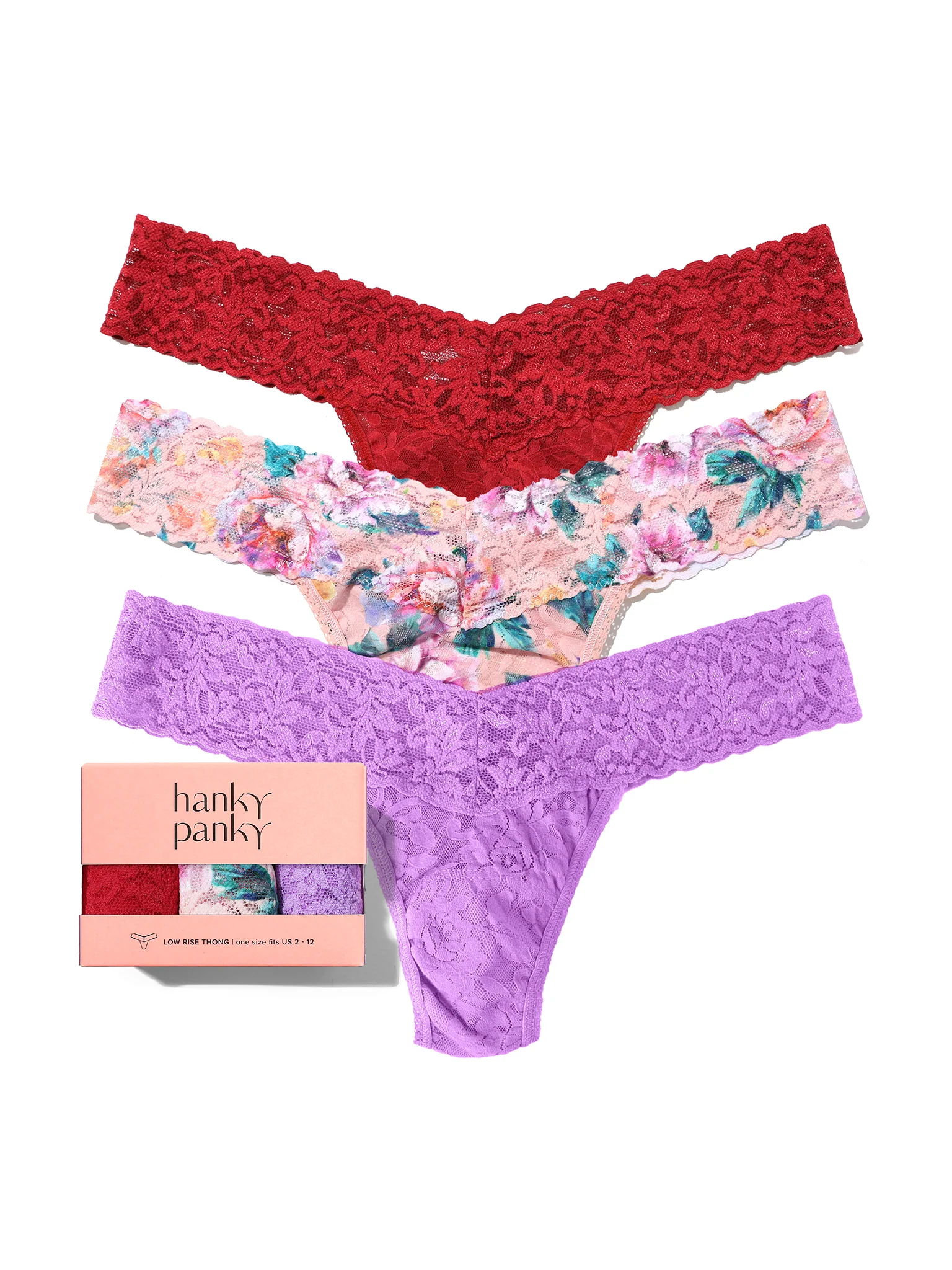 3 Pack Signature Lace® Low Rise Thongs Buy Myself Flowers Sale
