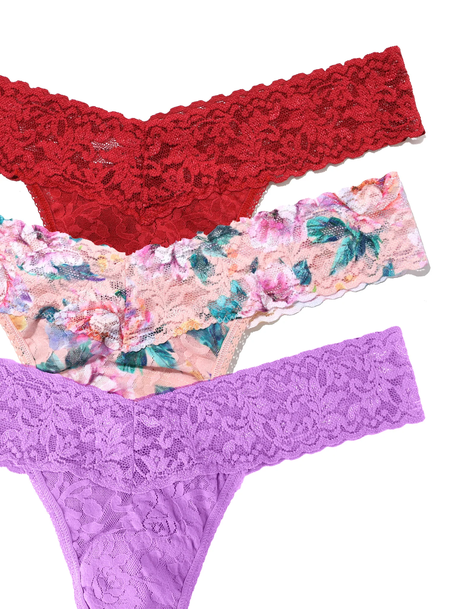 3 Pack Signature Lace® Low Rise Thongs Buy Myself Flowers Sale - Image 3