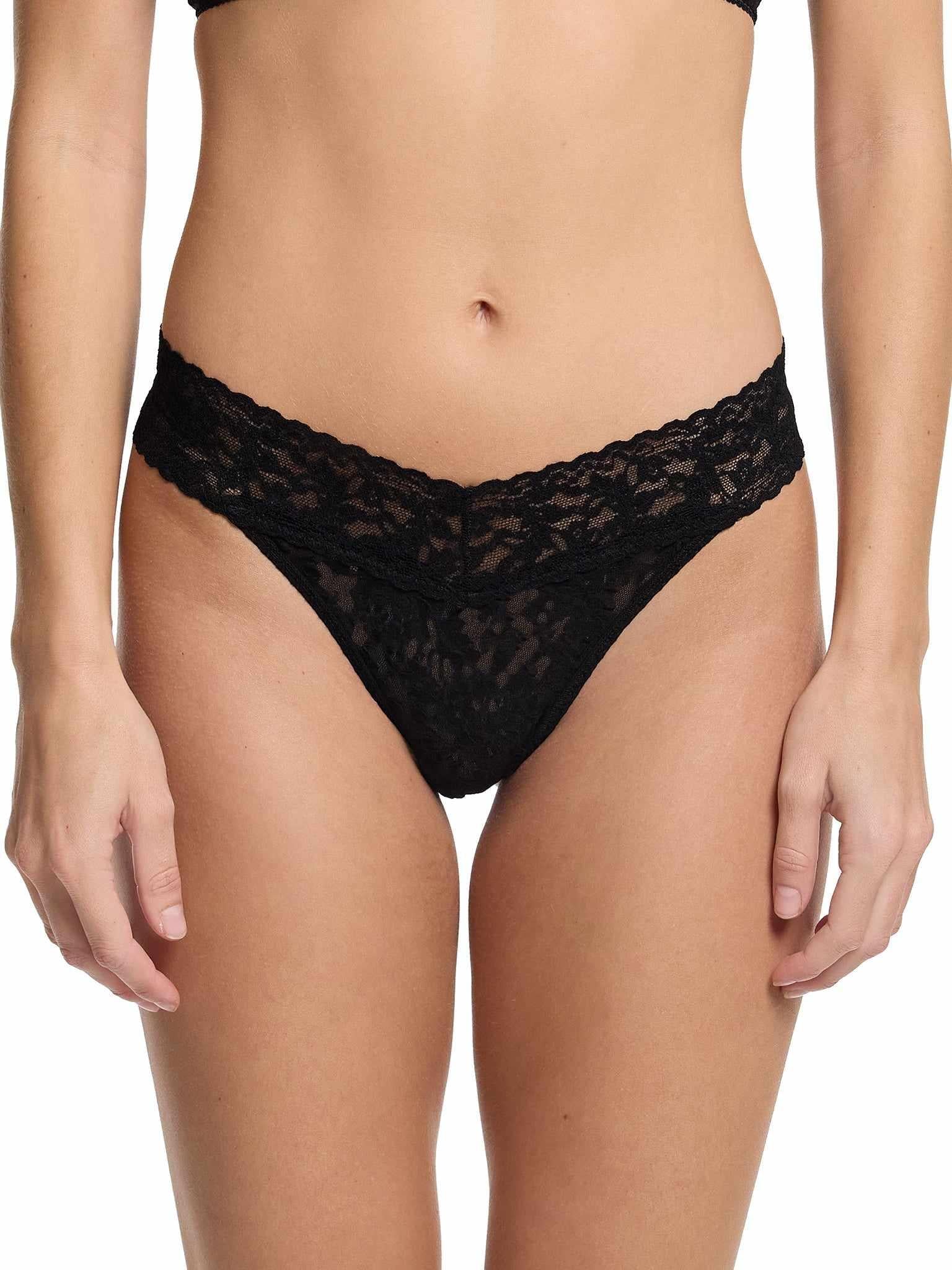 3 Pack Signature Lace® Original Rise Thongs Black - Image 4