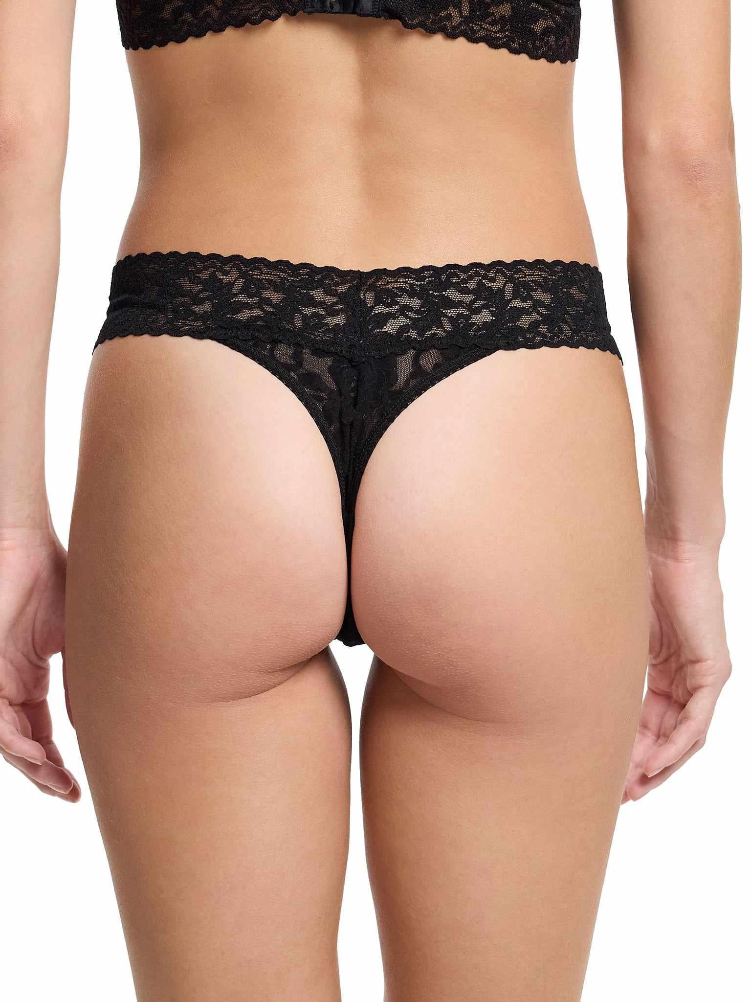 3 Pack Signature Lace® Original Rise Thongs Black - Image 5