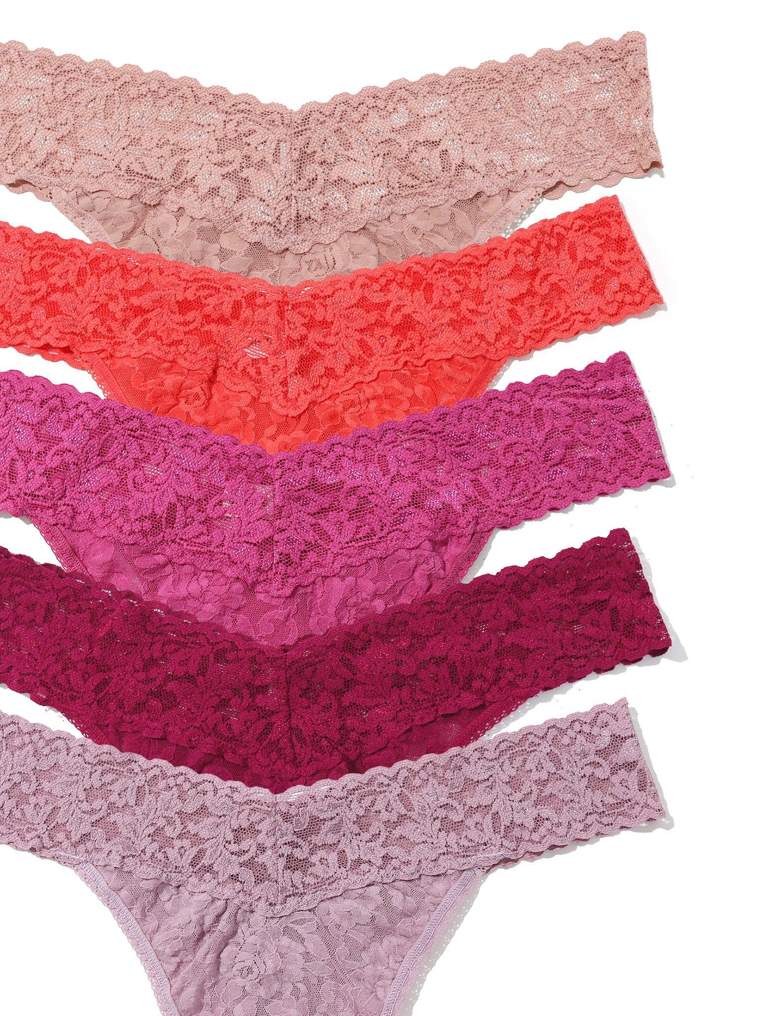 5 Pack Signature Lace® Original Rise Thongs In Wild Rose Printed Box Sale - Image 2