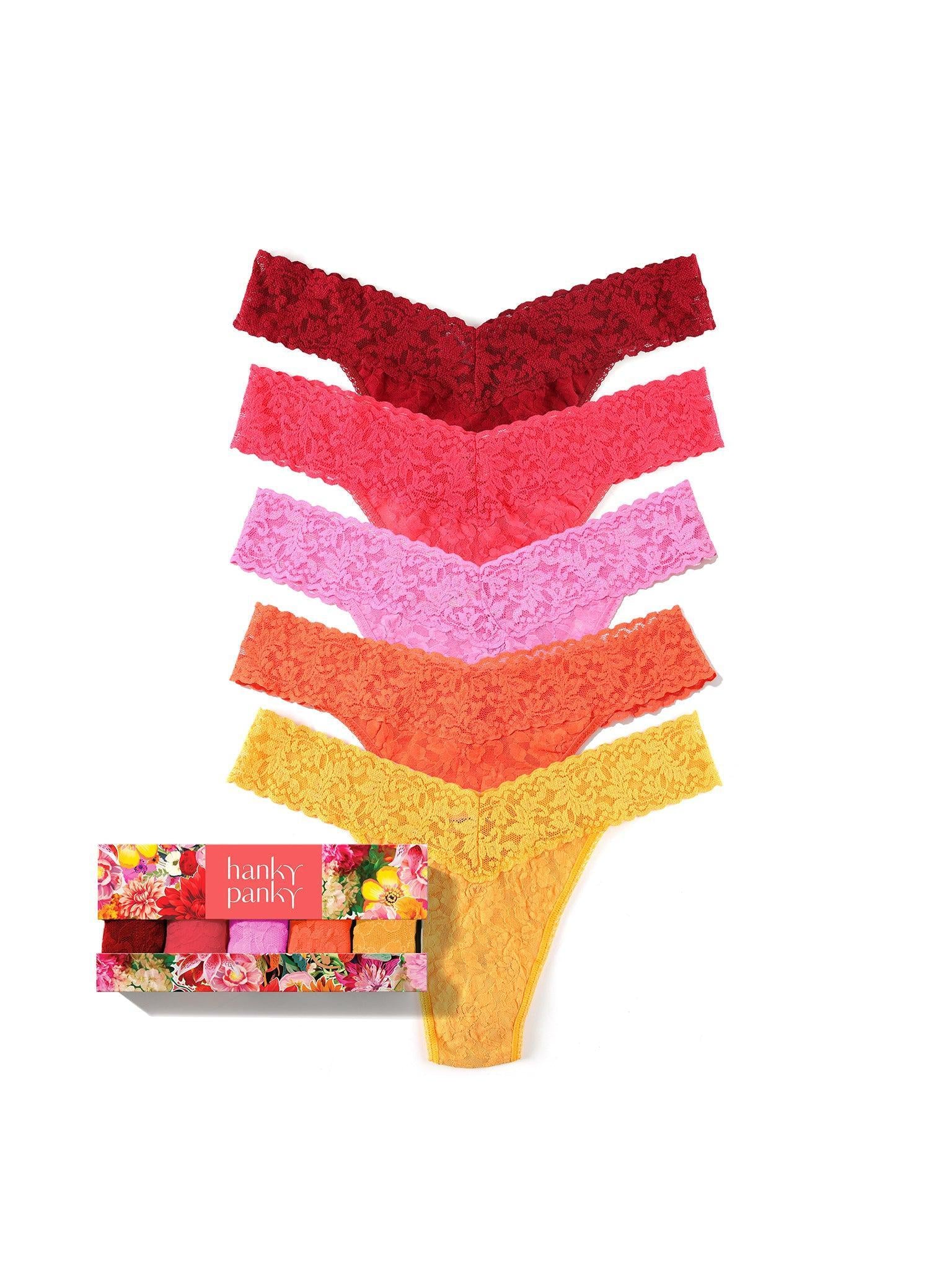 5 Pack Signature Lace® Original Rise Thongs In Floromania Box
