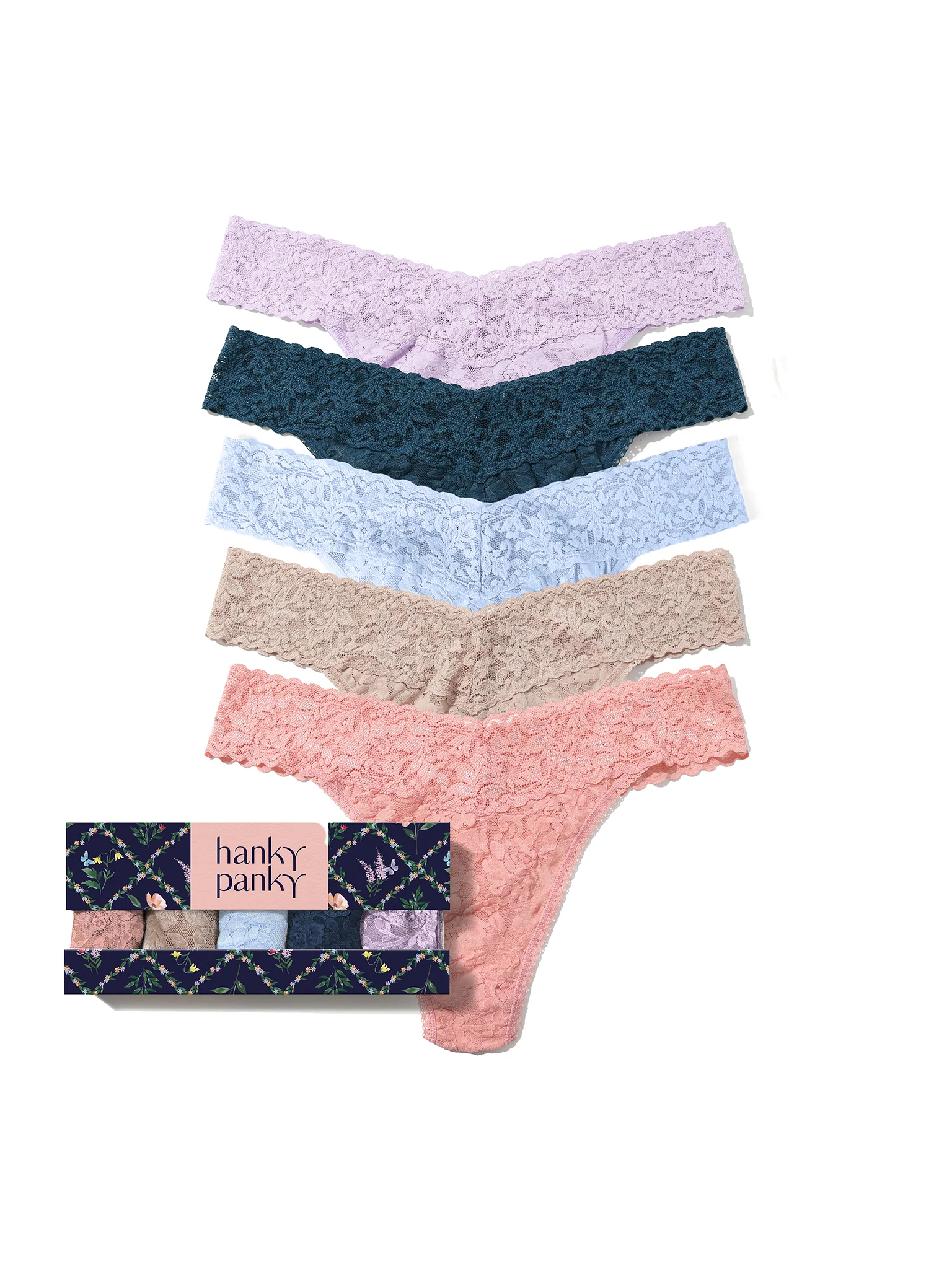 5 Pack Signature Lace® Original Rise® Thongs In Printed Box Lavender Fields Sale