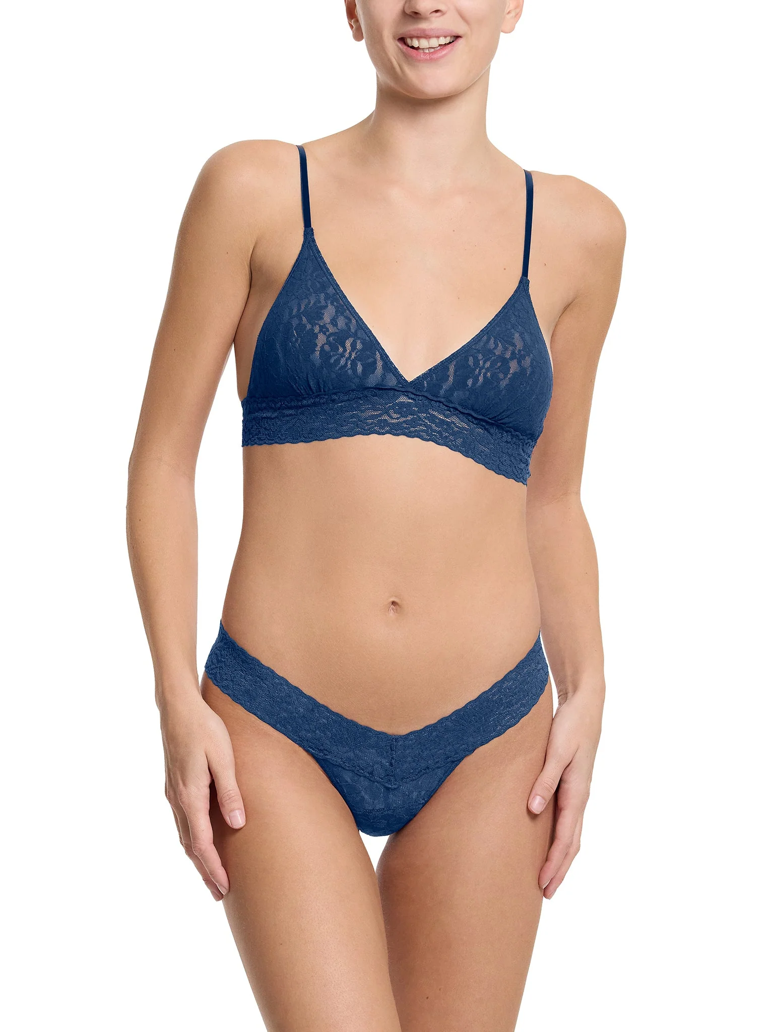 Flora Lace Low Rise Thong Night Owl Blue Sale - Image 3