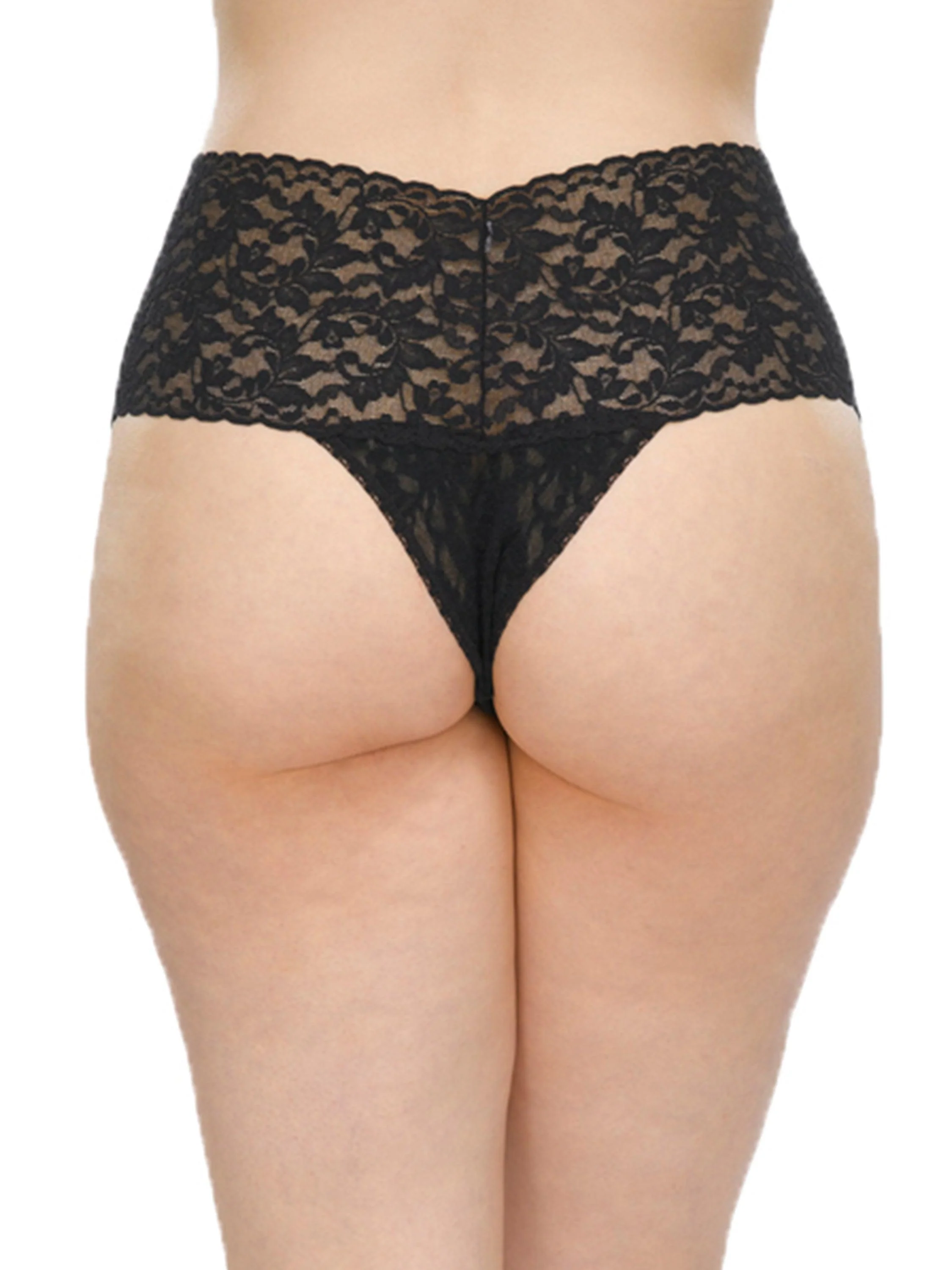 Plus Size Retro Lace Thong Black - Image 2