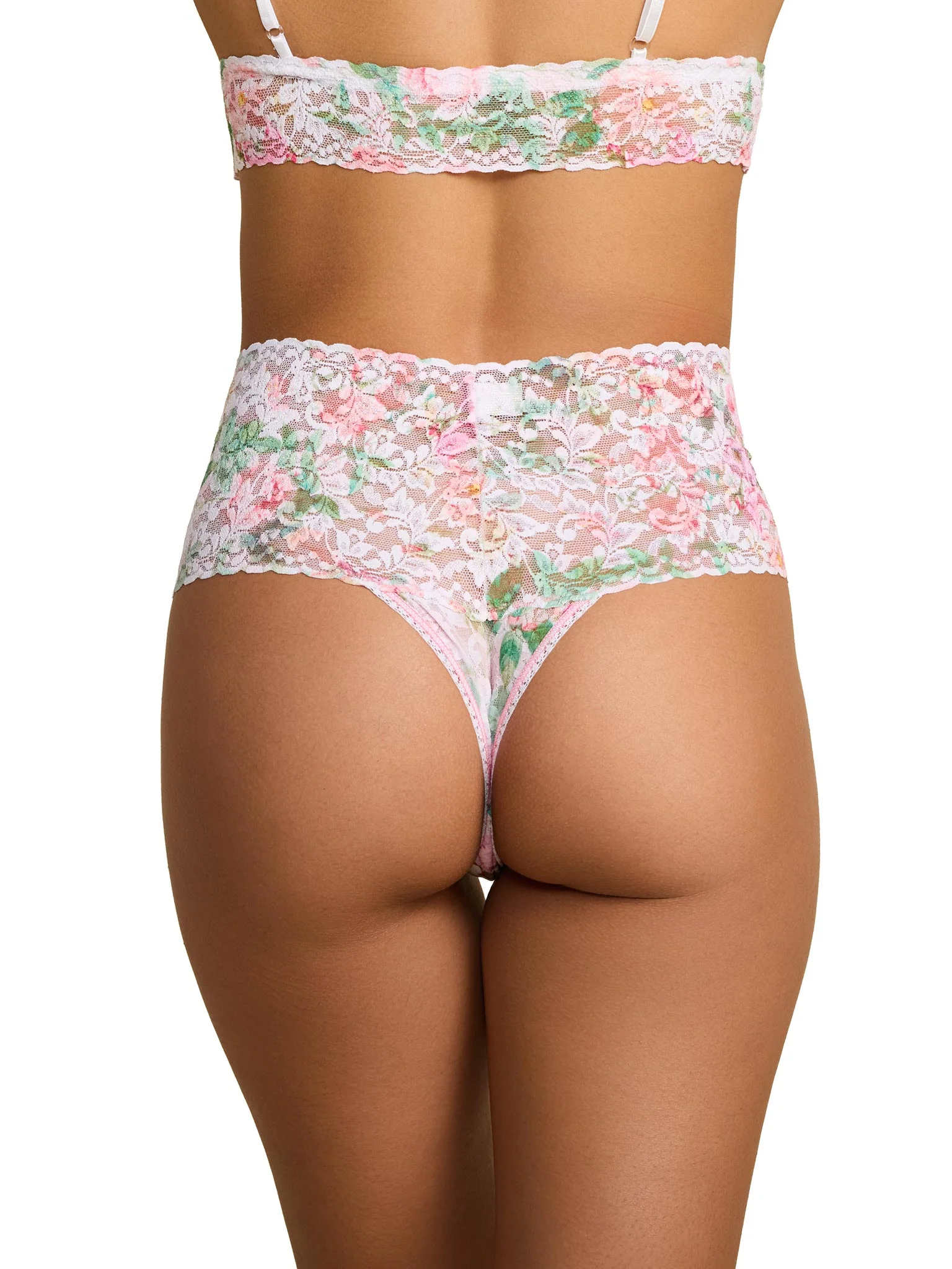 Printed Retro Lace Thong Rococo Rose Pink - Image 2