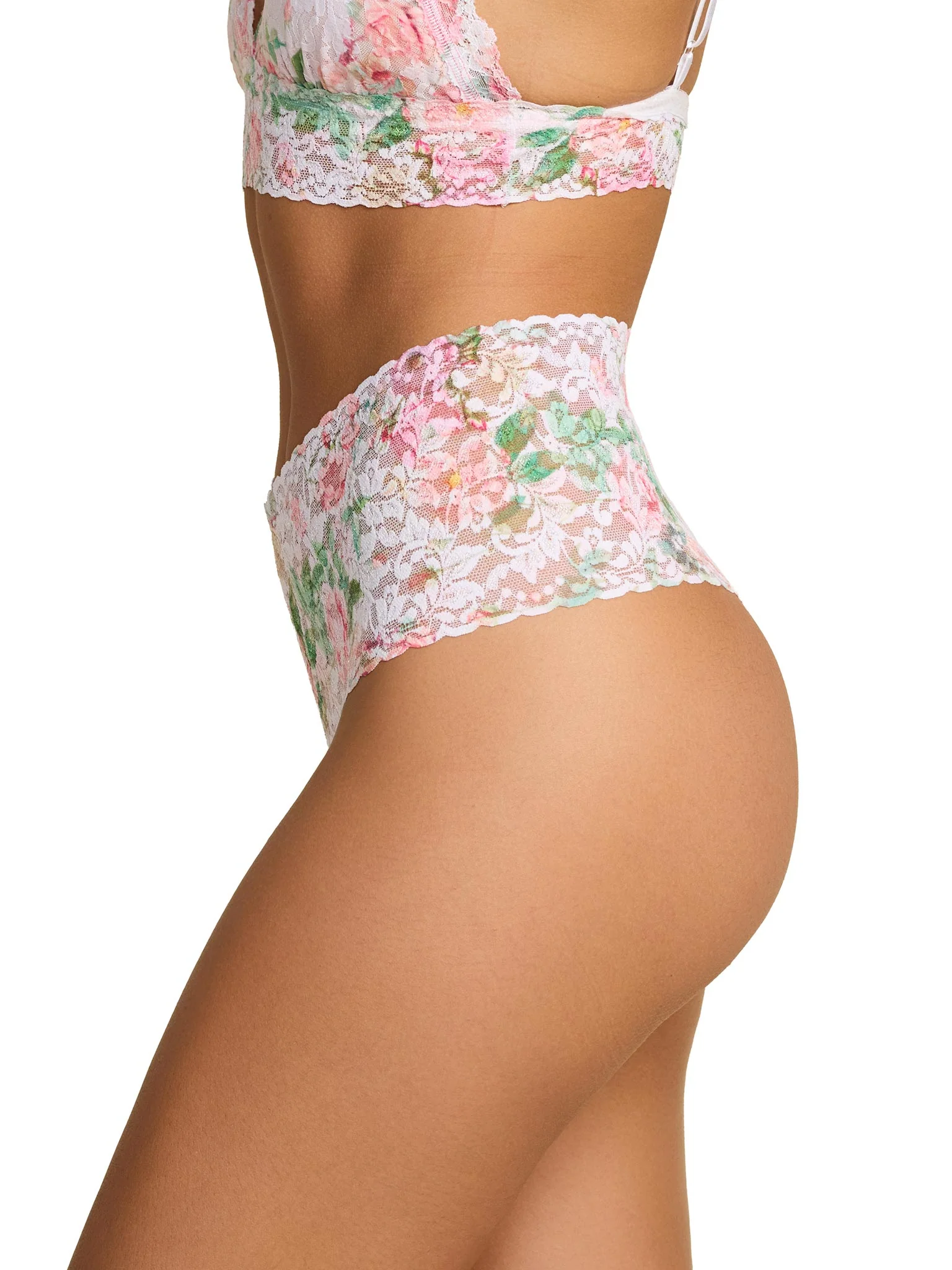 Printed Retro Lace Thong Rococo Rose Pink - Image 3