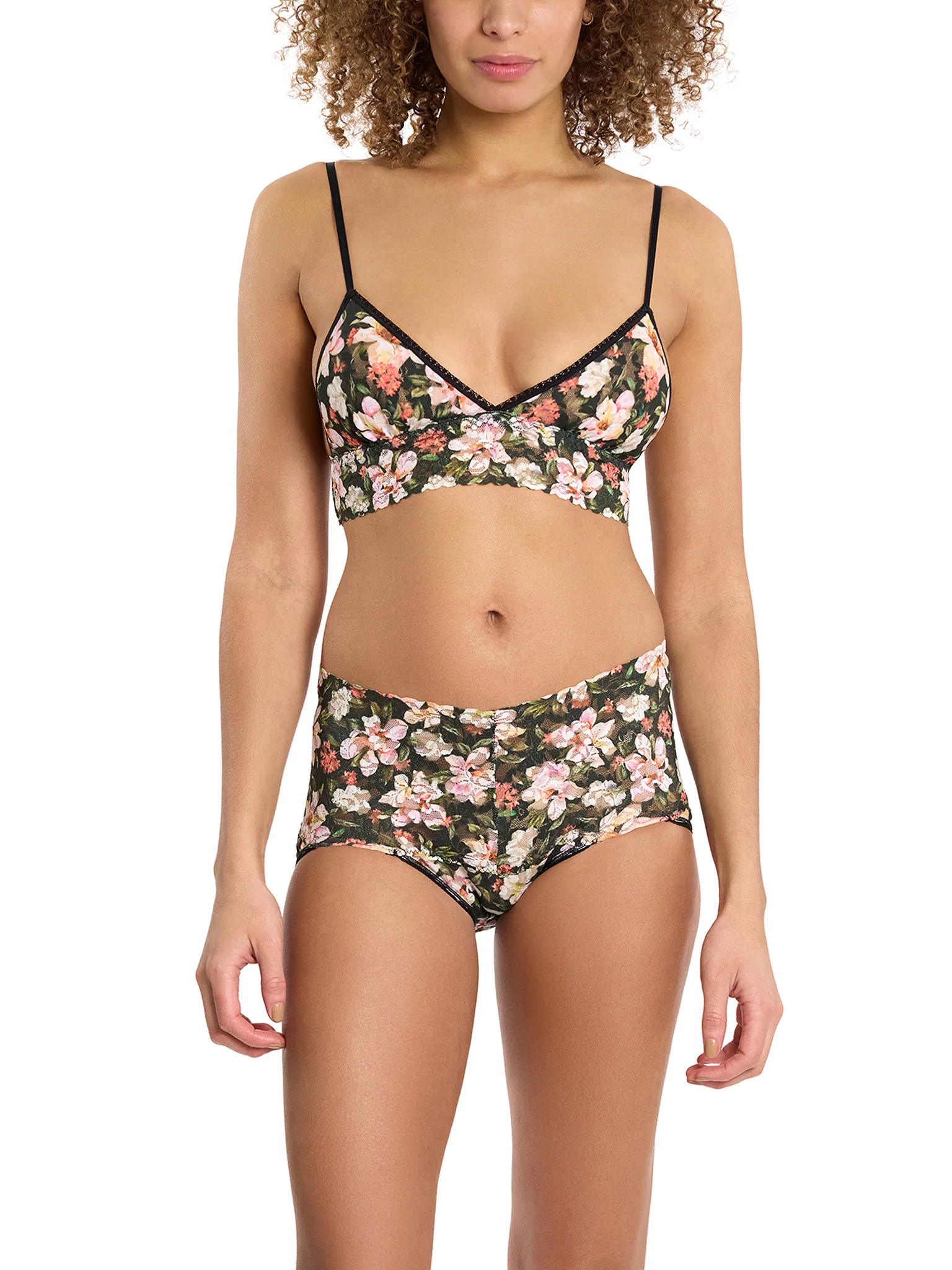 Printed Retro Lace V-Kini Dark Room Blooms Sale - Image 3