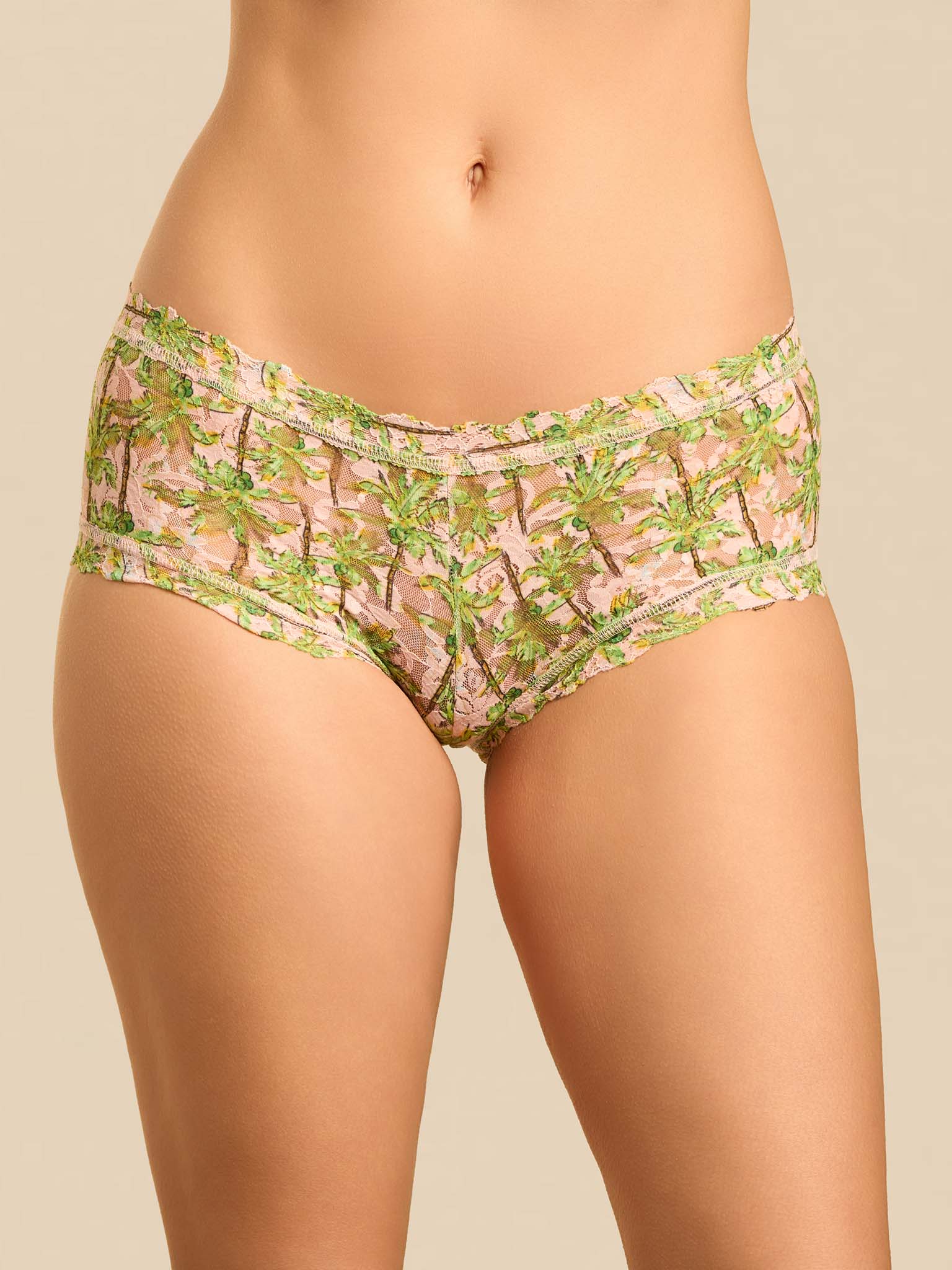Printed Signature Lace® Boyshort Palm Breeze Pink