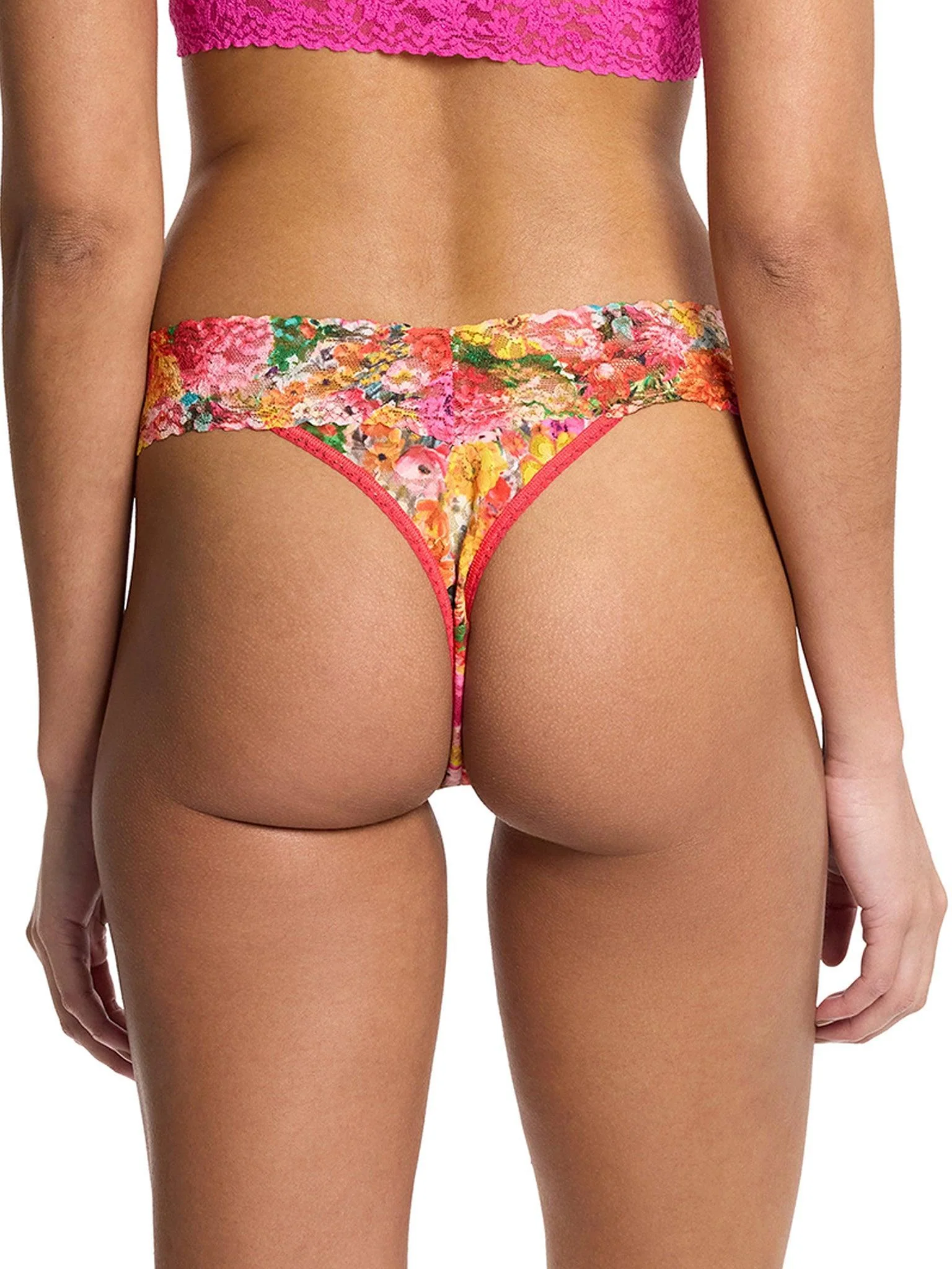 Printed Signature Lace® Original Rise Thong Floramania Pink Sale - Image 2