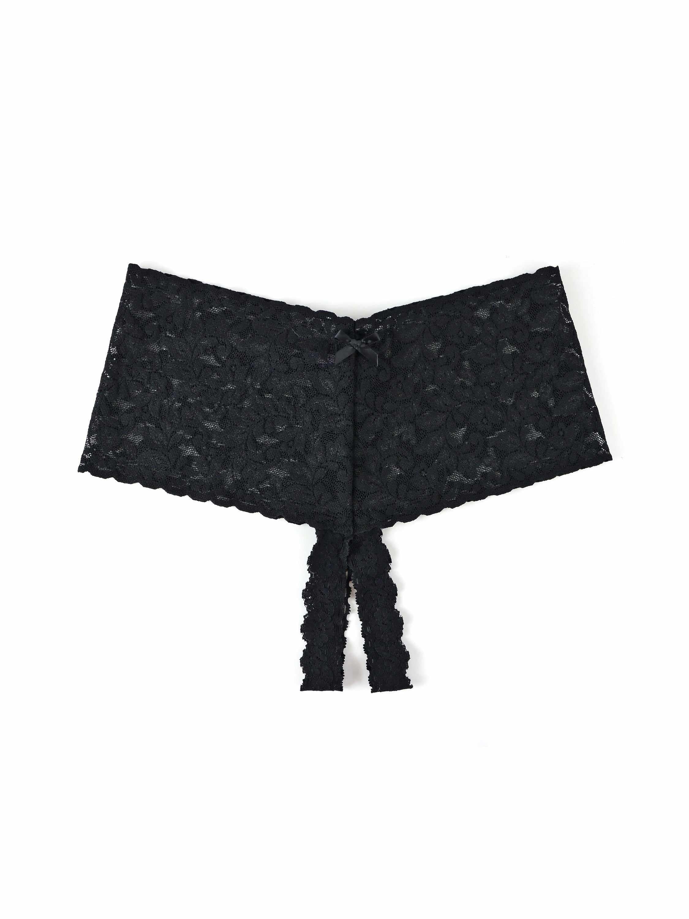 &oh™ Retro Lace Crotchless Thong Black - Image 4