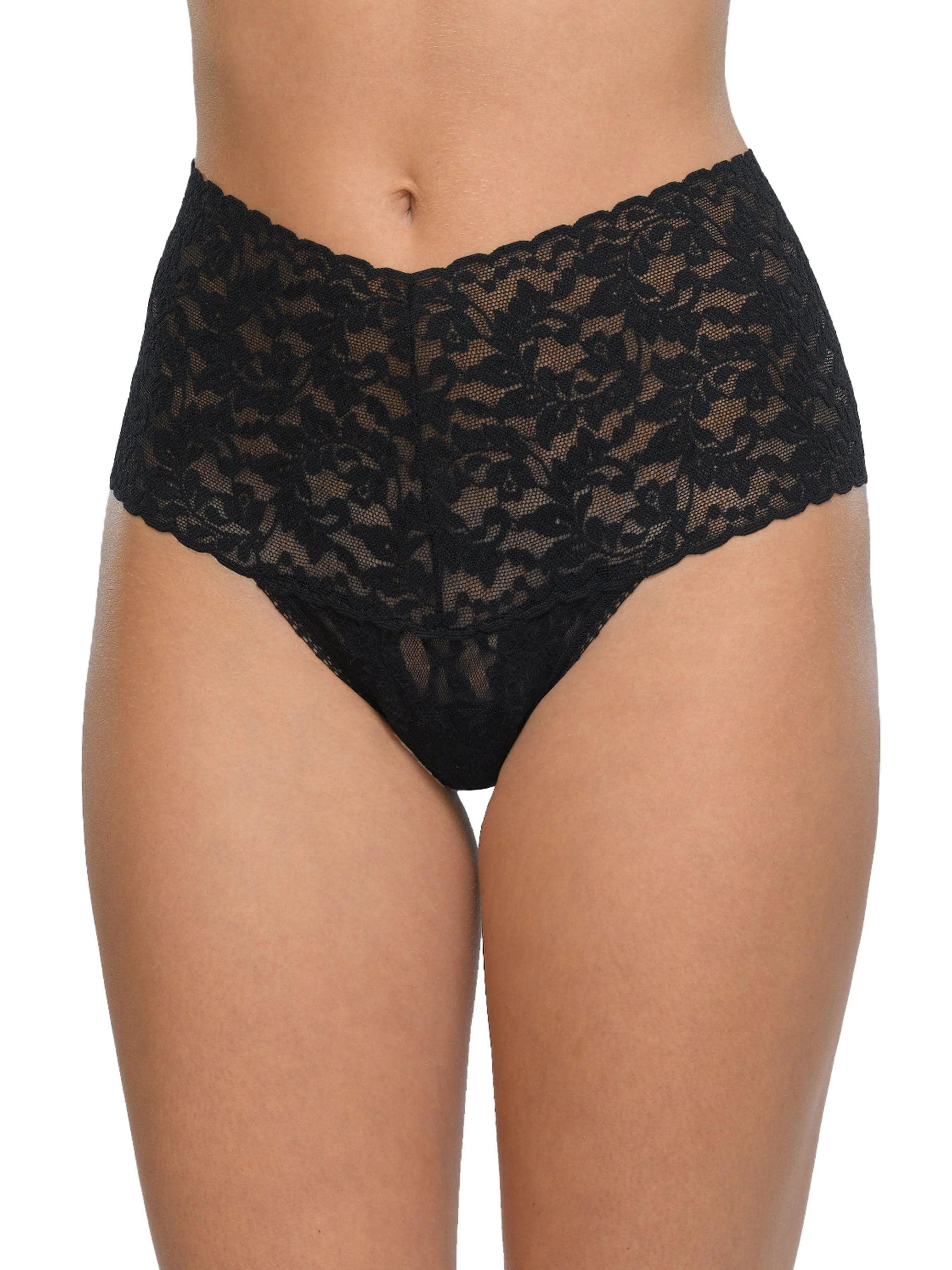 Retro Lace Thong Black - Image 5