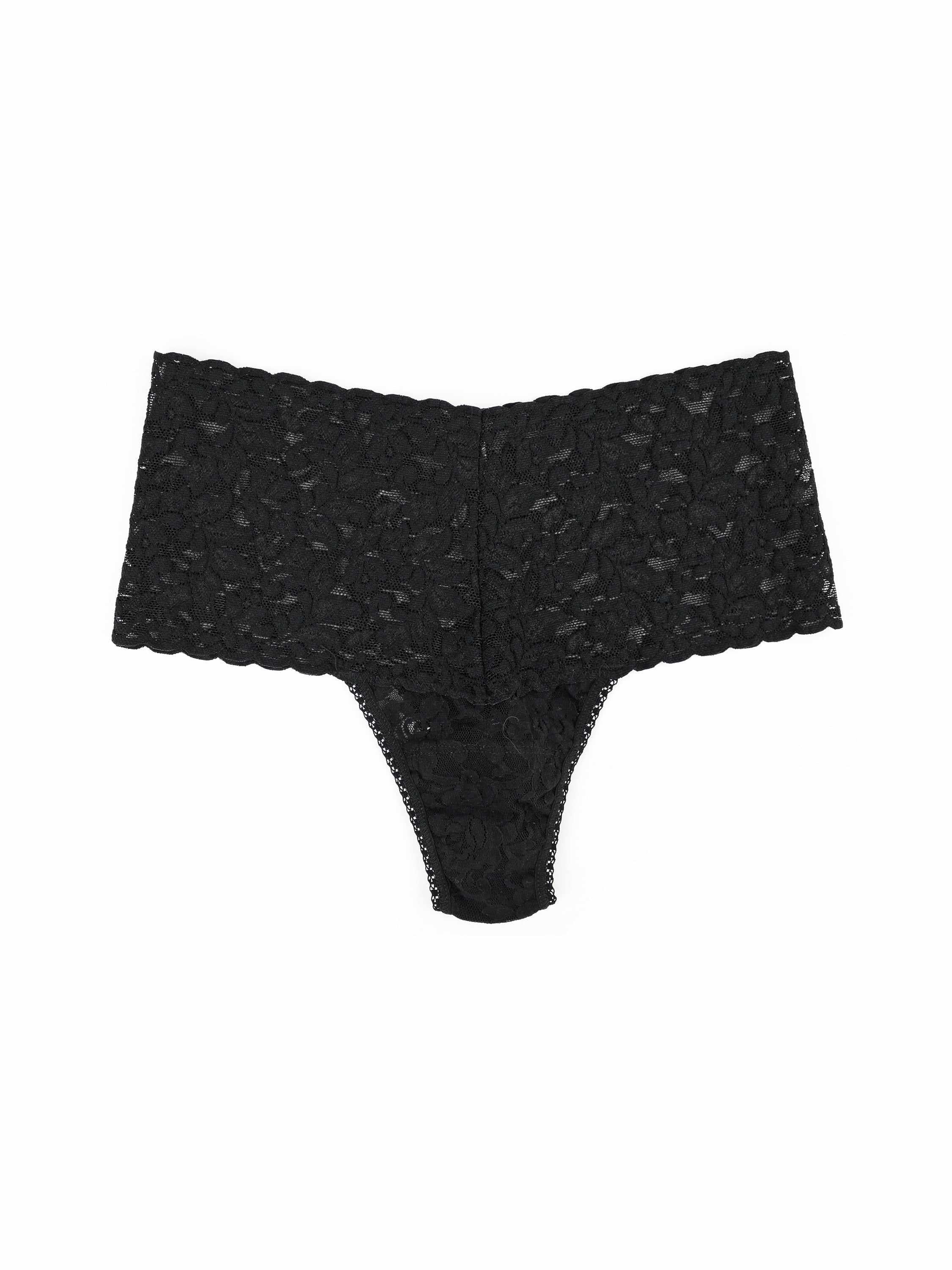 Retro Lace Thong Black - Image 6