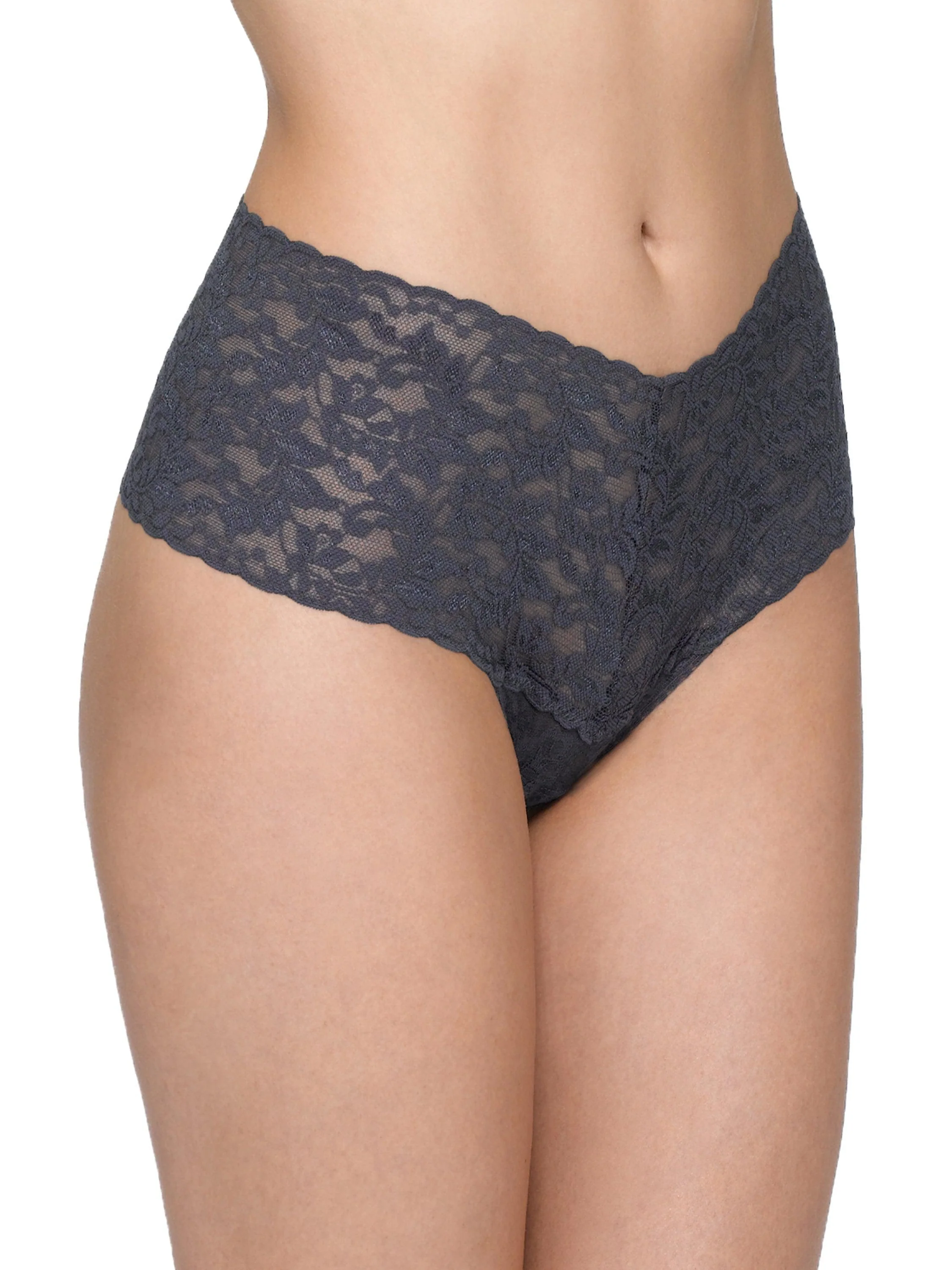 Retro Lace Thong Granite Grey