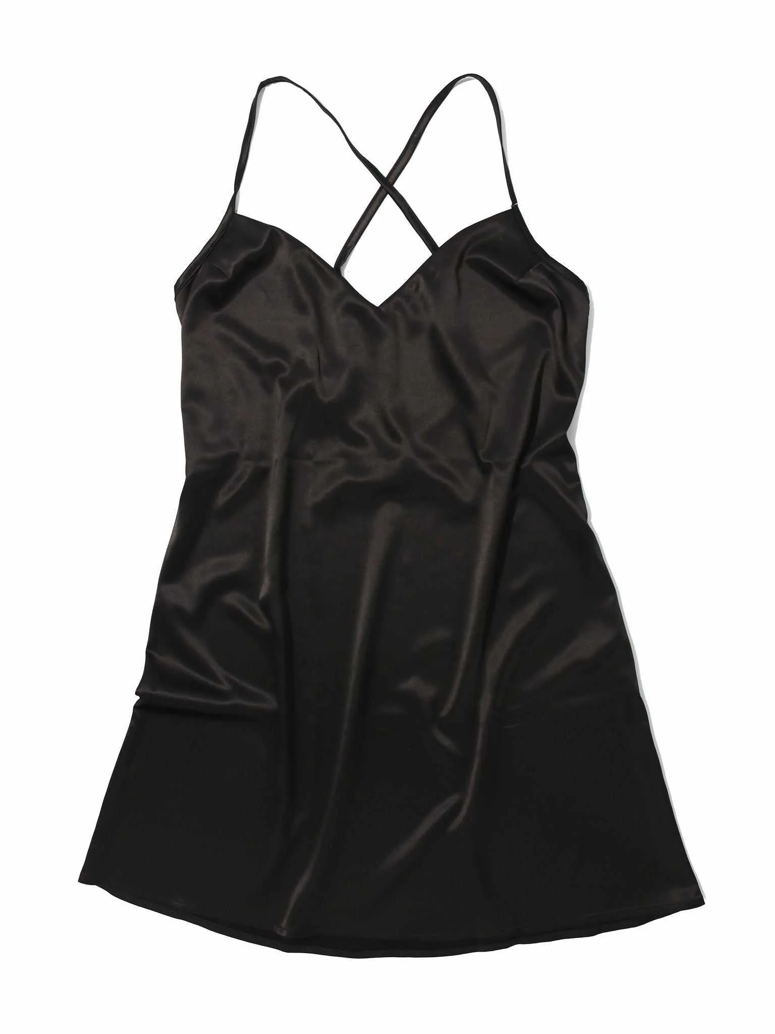 Satin Sleep Chemise Black Sale - Image 3