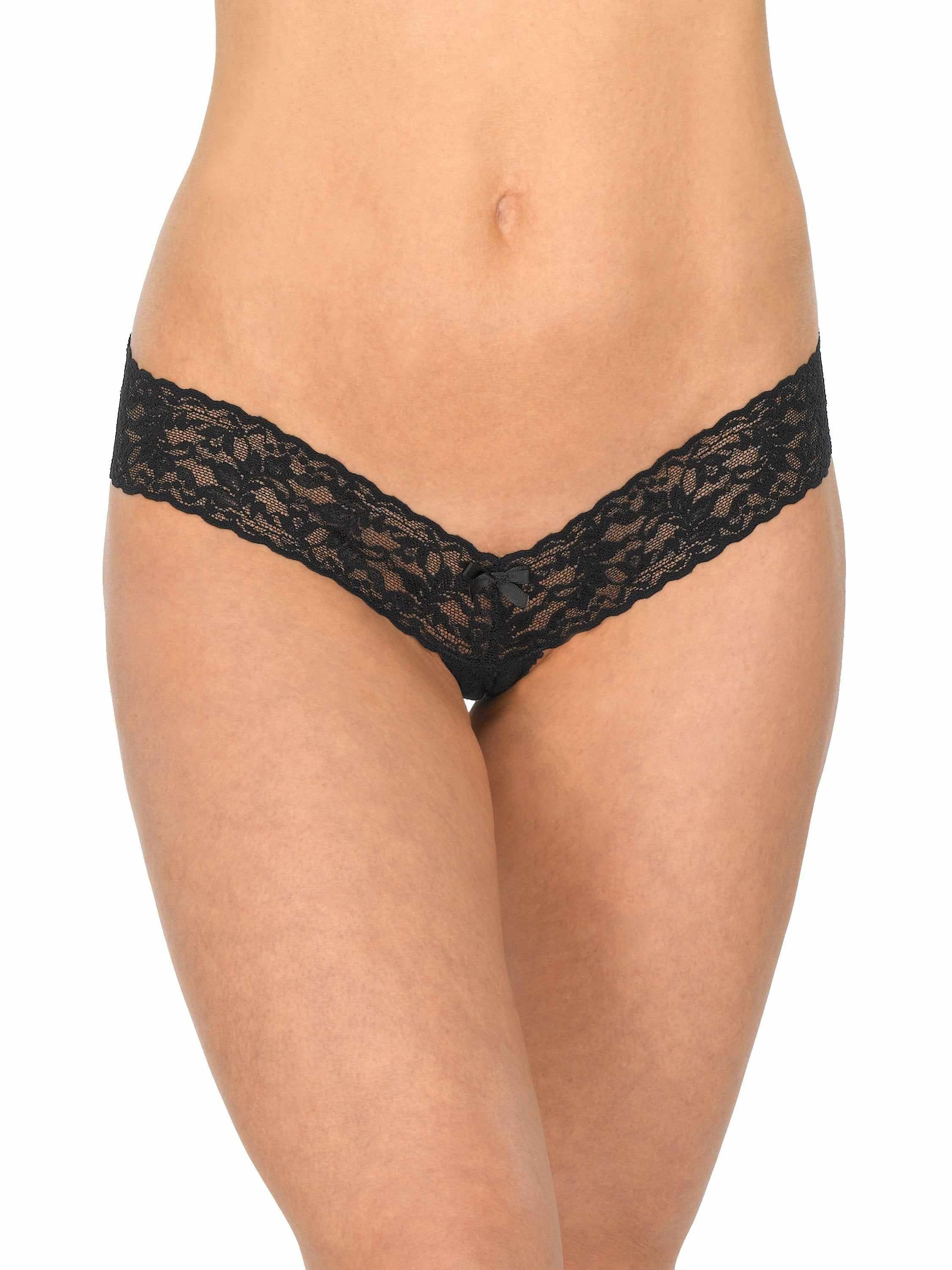 &oh™ Signature Lace® Crotchless Thong Black