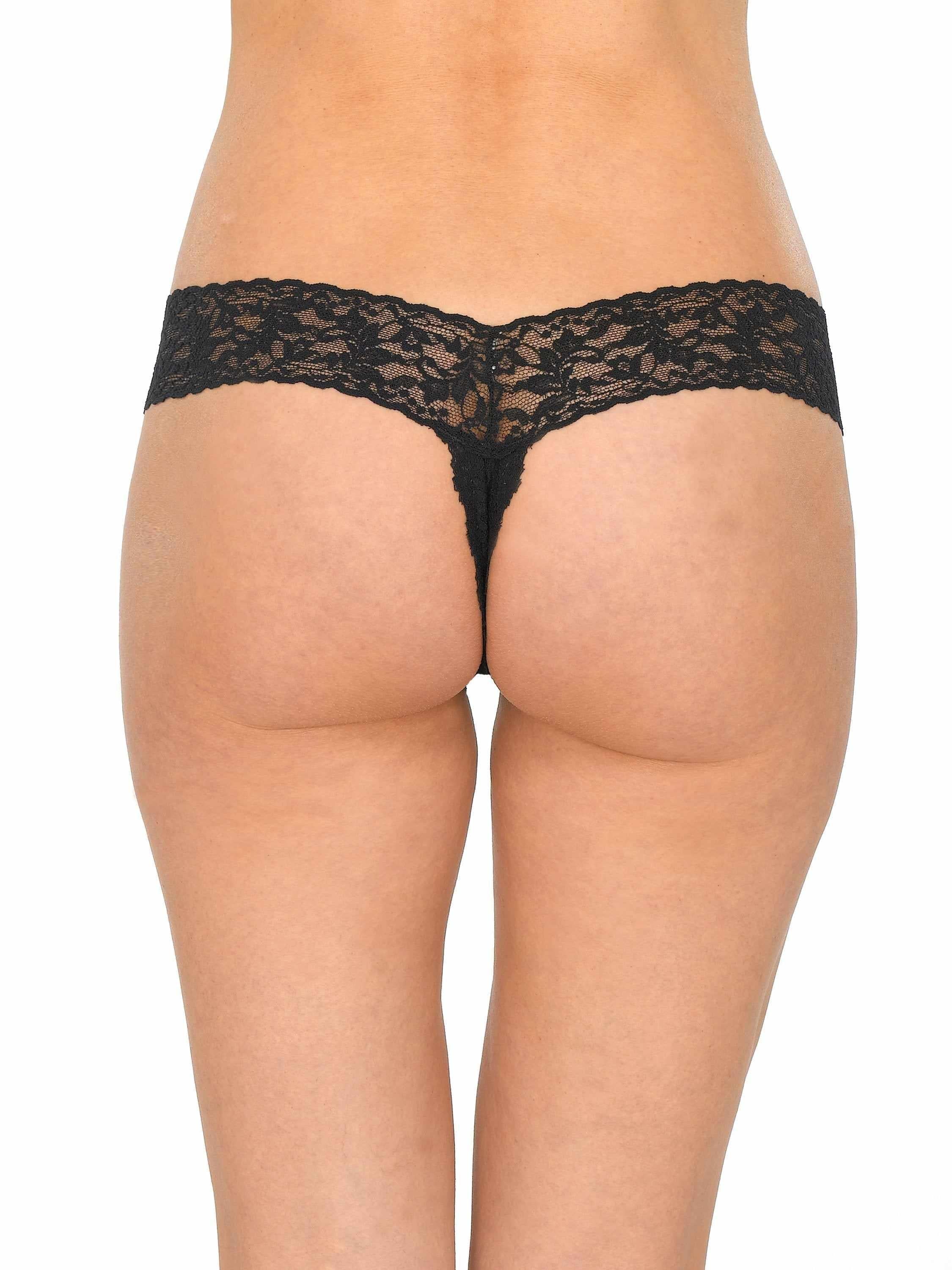 &oh™ Signature Lace® Crotchless Thong Black - Image 2