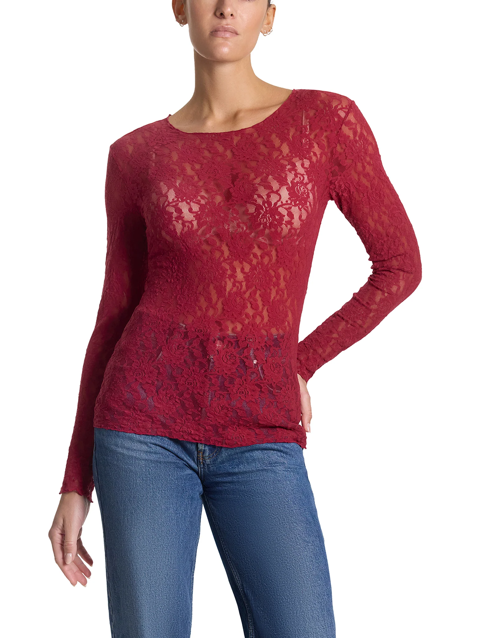 Signature Lace® Long Sleeve Top Wild Berries Red Sale - Image 3