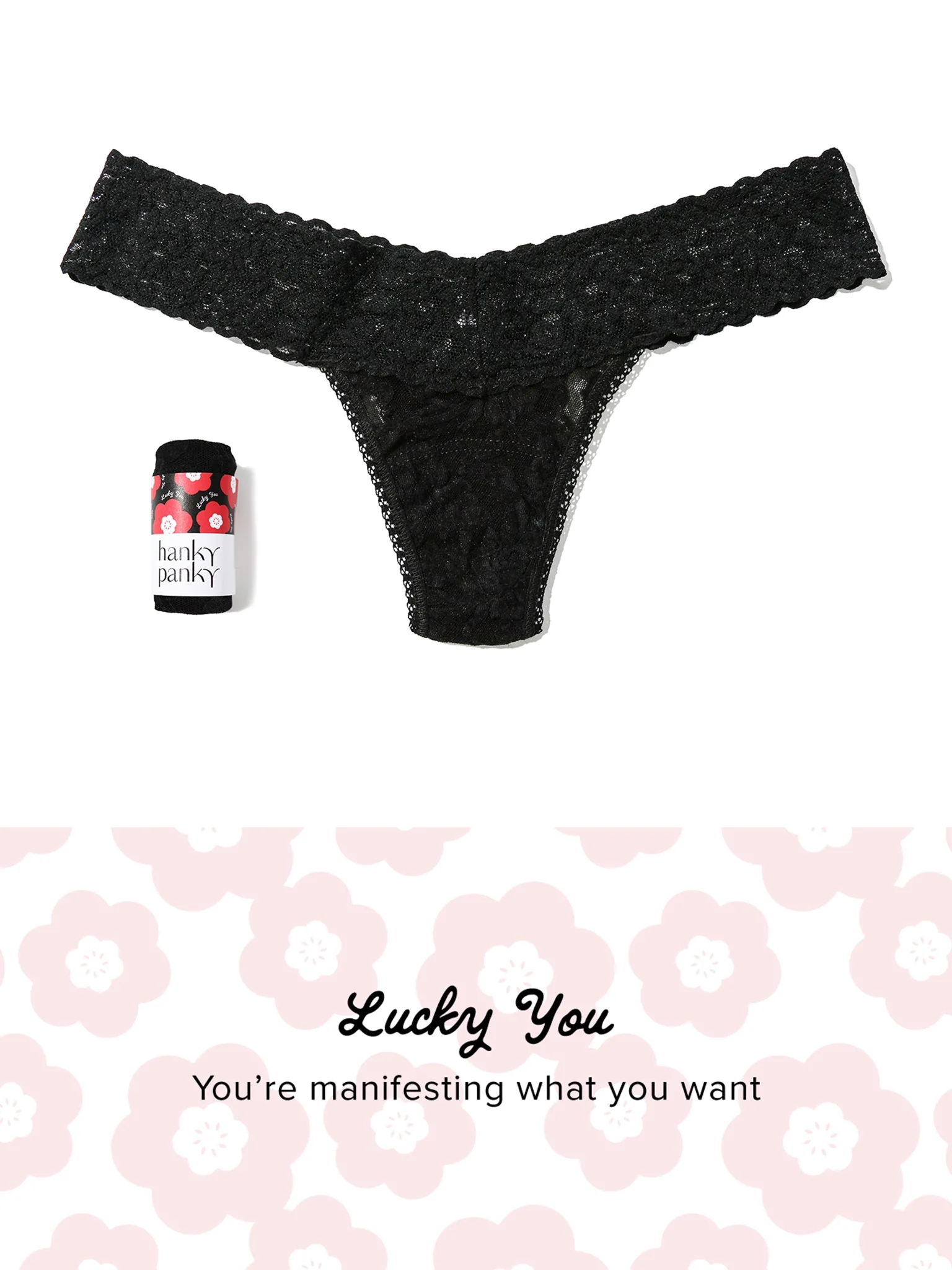 Signature Lace® Low Rise Thong Fortune Cookie Black Sale - Image 2