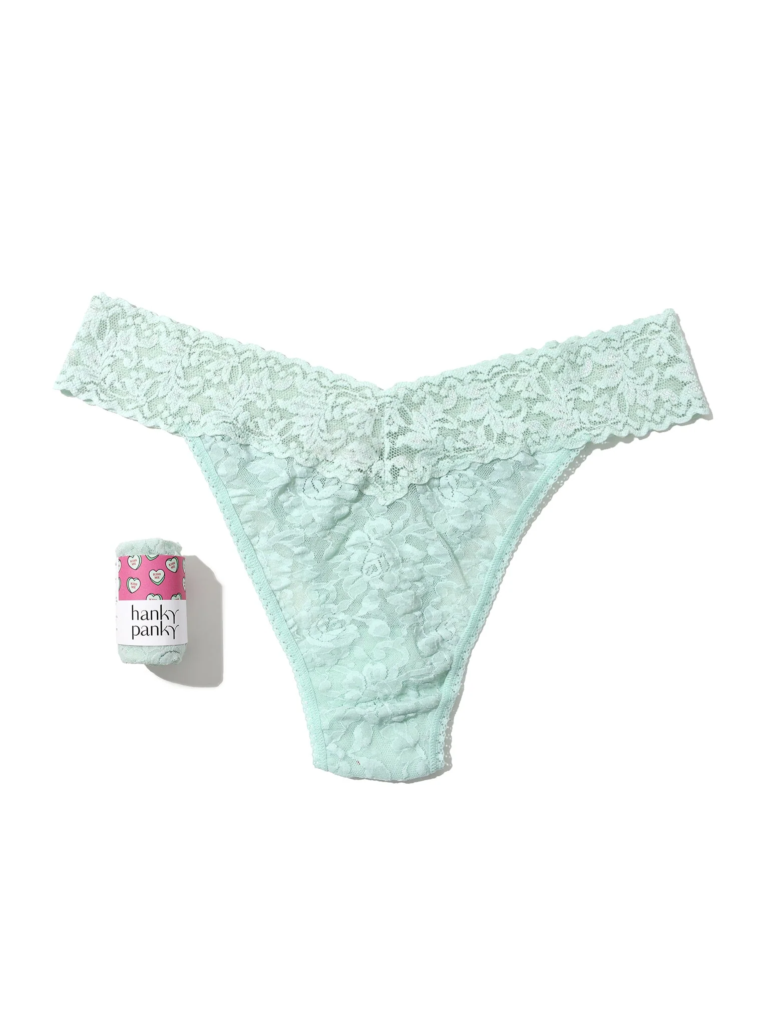 Signature Lace® Original Rise Thong Candy Hearts Low Tide Blue