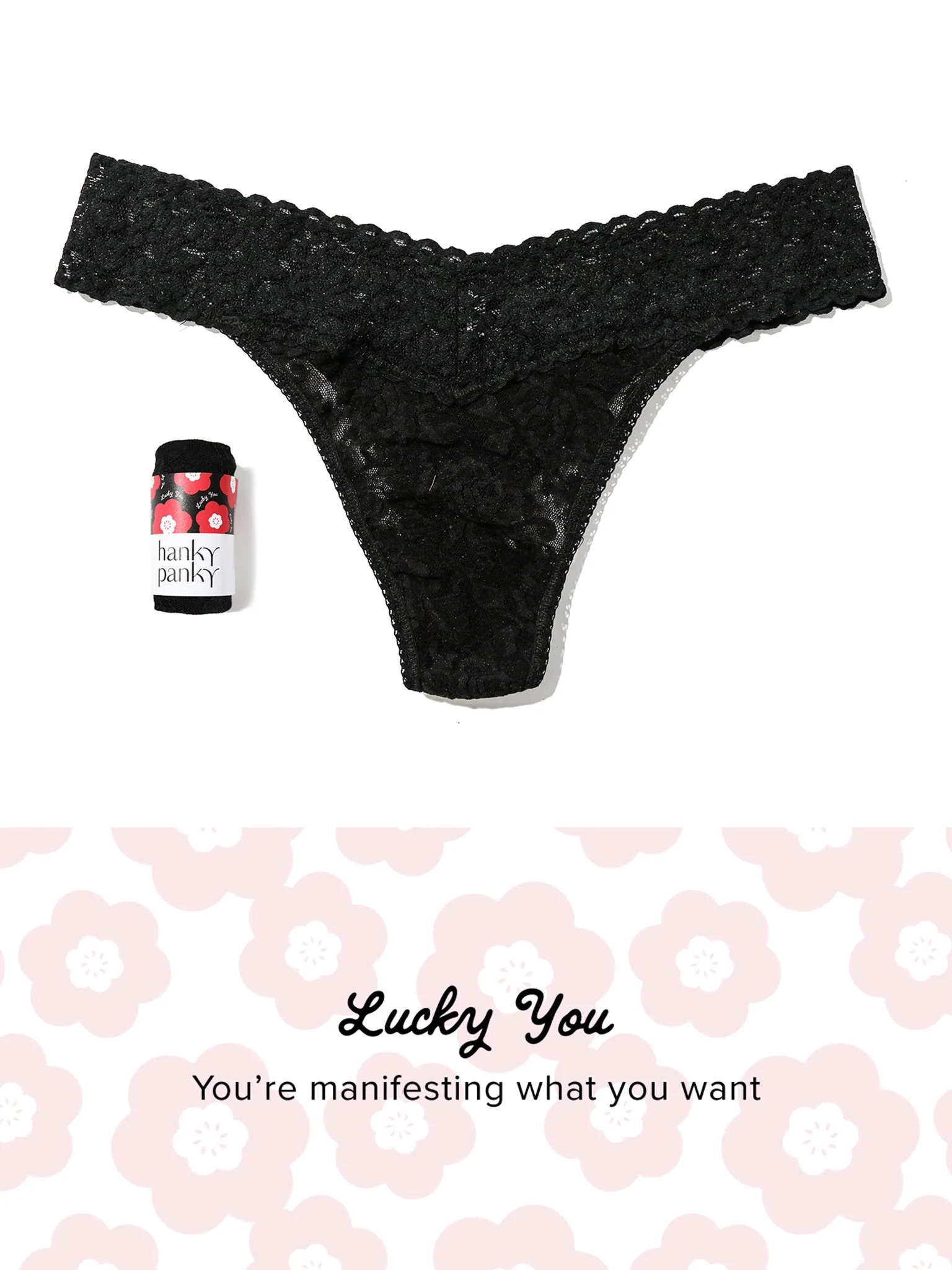 Signature Lace® Original Rise Thong Fortune Cookie Black Sale - Image 2