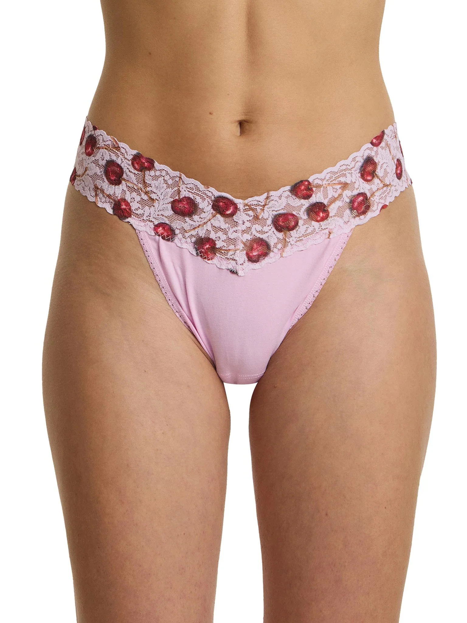 Supima® Cotton Printed Original Rise Thong Cherry Delight Pink