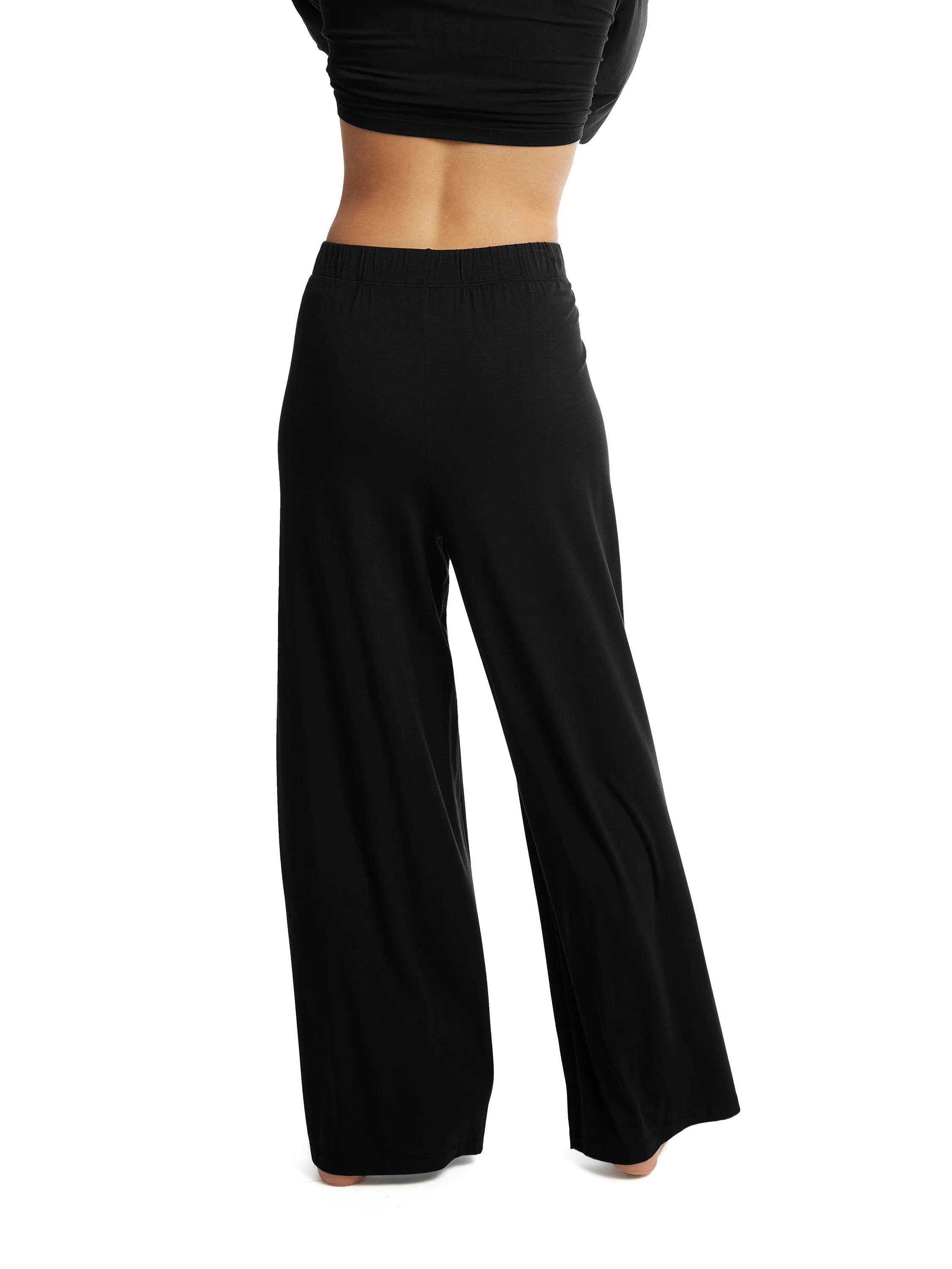 Unwind Modal Drawstring Wide Leg Pant Black - Image 3