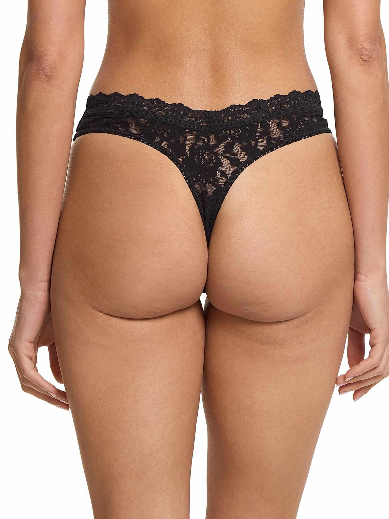 Signature Lace® V-Front High Cut Thong Black - Image 2